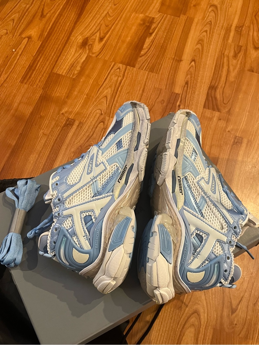 Balenciaga Baby Blue & White Runner Sneakers